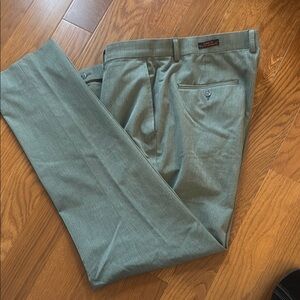 Green Dress Pants Straight-Leg Smooth Fabric